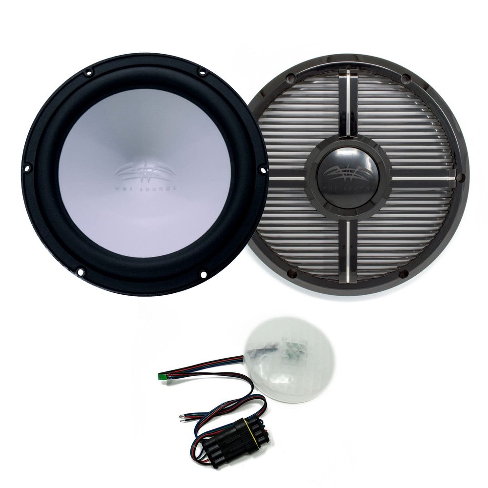 Wet Sounds REVO 12 FA S4-B 12" Black 4-Ohm Subwoofer with REVO 12XW-BGRILL 12" Subwoofer Grill with RGB LED kit