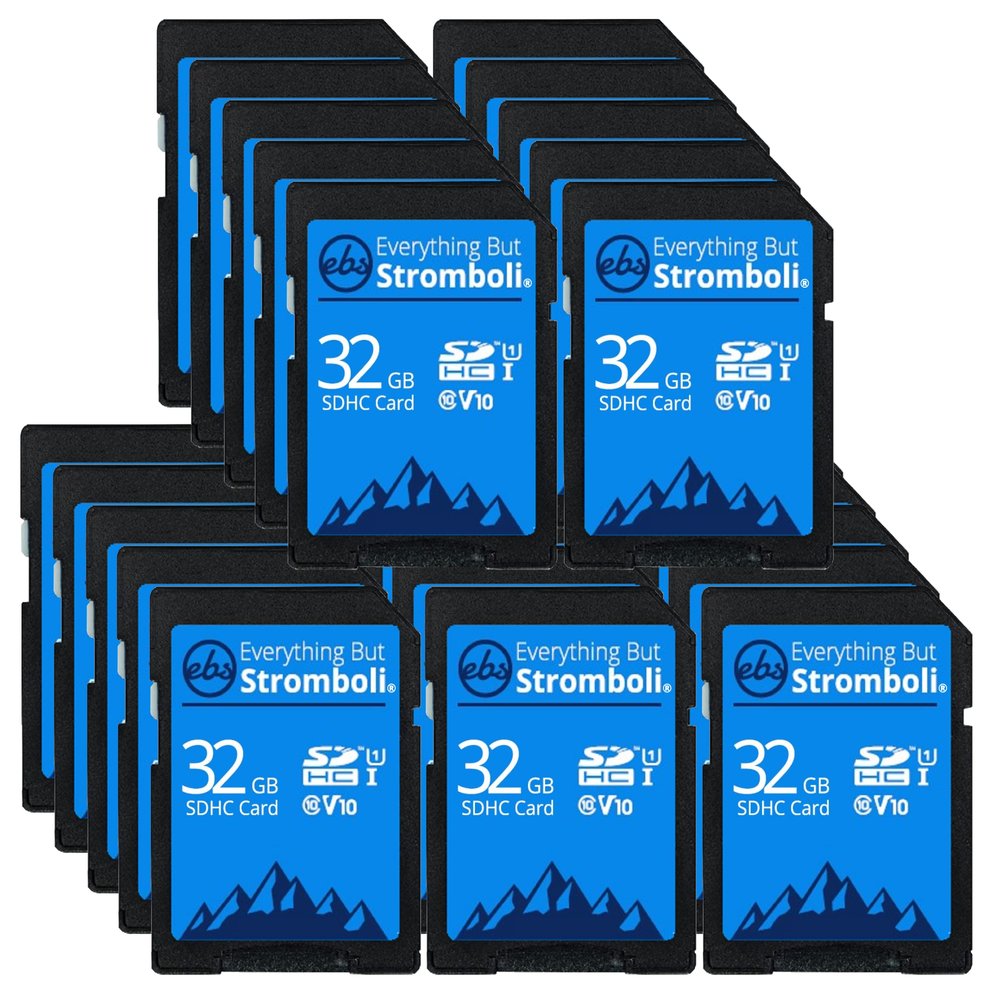 Everything But Stromboli 32GB SD Card (25 Pack) Speed Class 10 UHS-1 32G SDHC Memory Cards for Compatible Camera, Computer, Trail Cam, Video Camcorder