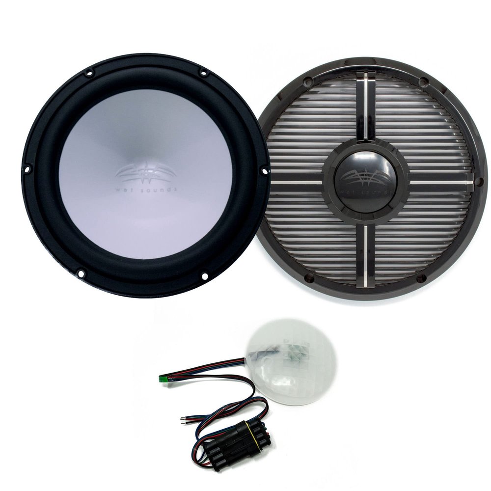Wet Sounds REVO 10 FA S4-B 10" Black 4-Ohm Subwoofer with REVO 10XW-BGRILL 10" Subwoofer Grill with RGB LED kit
