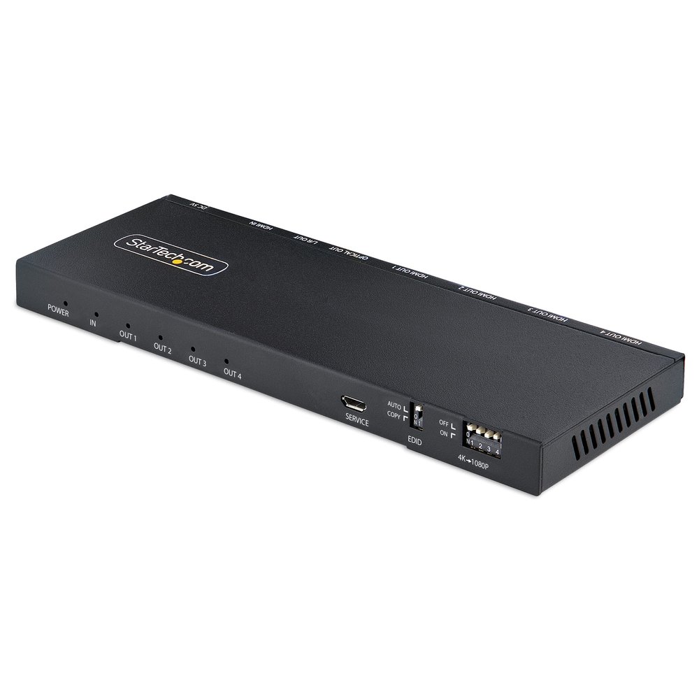 StarTech HDMI-SPLITTER-44K60S 3.5 mm HDMI Splitter - 4-Port 4K 60Hz Built-in Scaler - Optical Audio