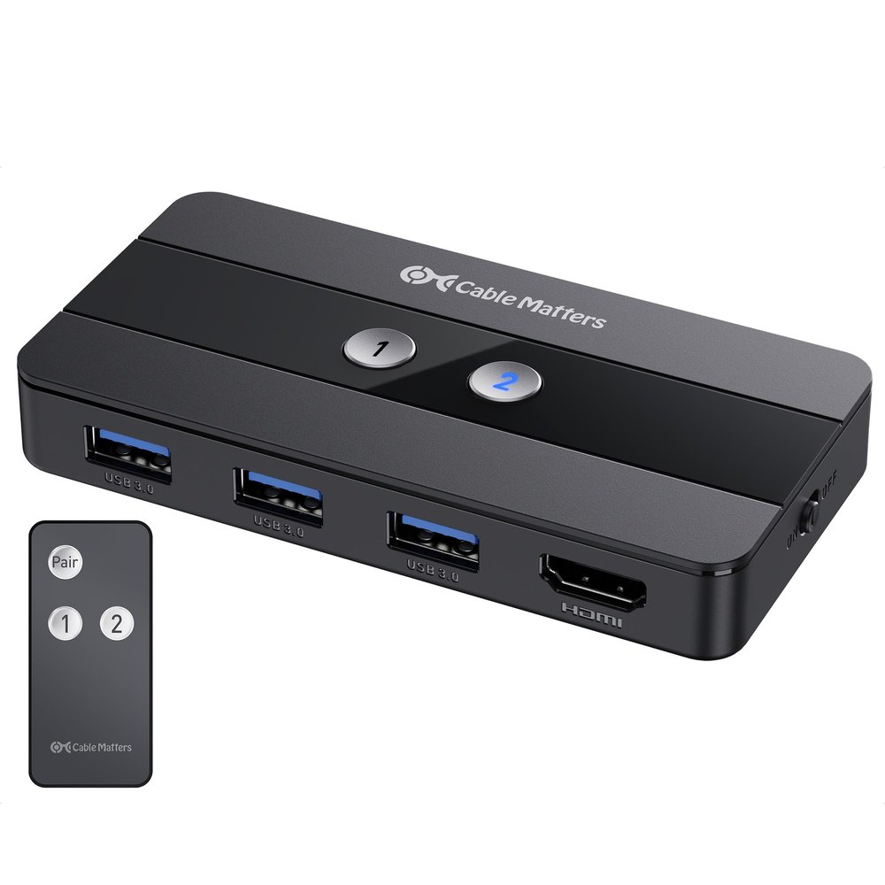 Cable Matters USB 3.0 KVM Switch HDMI 4K@60Hz for 2 Computers with 3X 5Gbps USB Ports, HDMI KVM Switch 2 Port - RF Remote Control Included