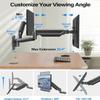 MOUNTUP Dual Monitor Wall Mount for 2 Max 32 Inch Computer Screen, Fully Adjustable Double Monitor Arm, Wall Mounted Monitor Holder Support 4.4-19.8lbs Display, VESA Bracket 75x75, 100x100 view 3