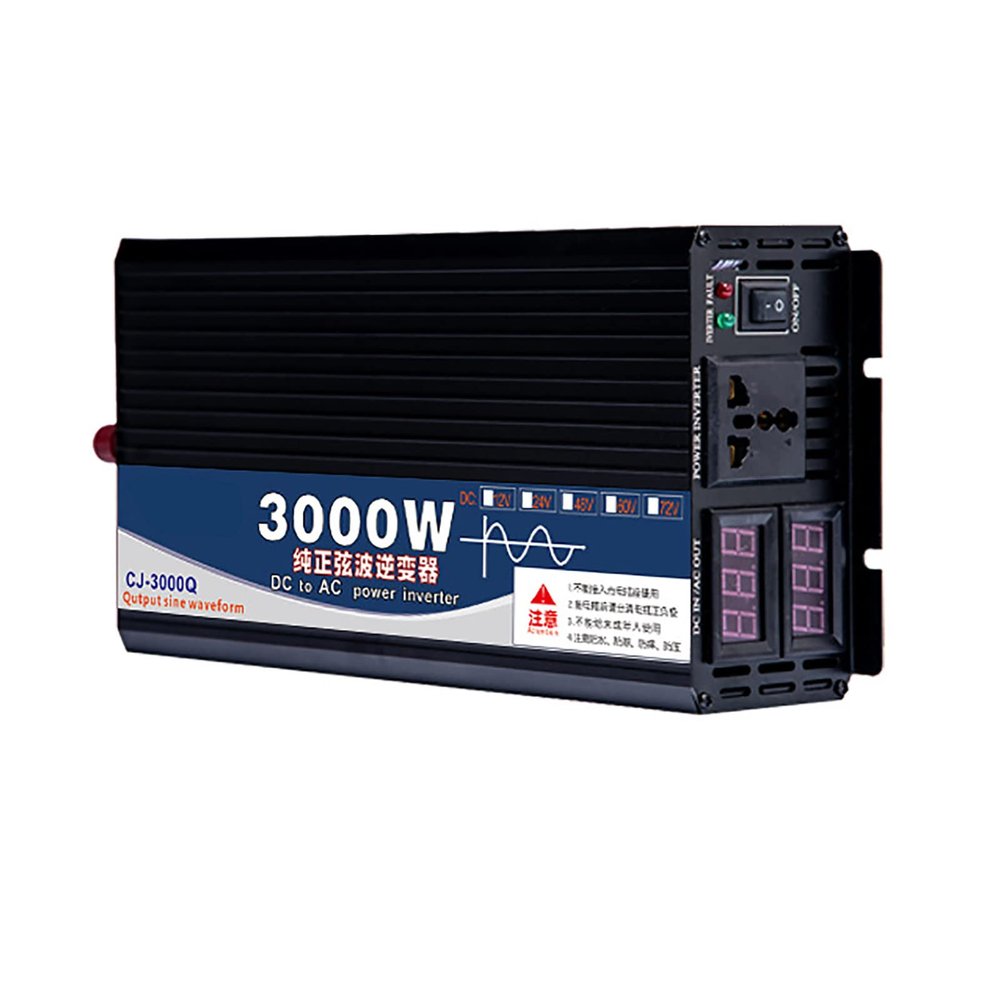 LJZLJZ Pure Sine Wave Power Inverter, 12V/24V/48V/60V to 110V, 2 Cooling Fans, 3000W 4000W 5000W, LCD Input and Output Voltage Display,3000W-48V