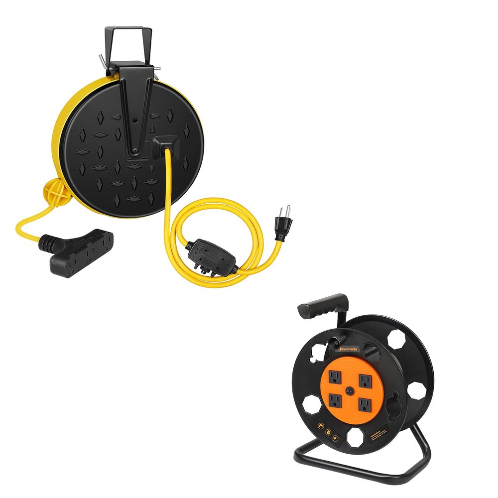DEWENWILS 30FT Metal Power Cord Reel and Cord Storage Reel