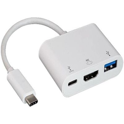 Nippon Labs USB 3.1 Type C to USB 3.0 Type A/HDMI/Type C Hub, Supports 4K x 2K @ 30Hz, White Charging Adapter 30UC-CHMU3C