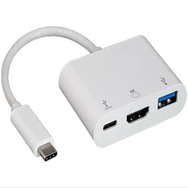Nippon Labs USB 3.1 Type C to USB 3.0 Type A/HDMI/Type C Hub, Supports 4K x 2K @ 30Hz, White Charging Adapter 30UC-CHMU3C