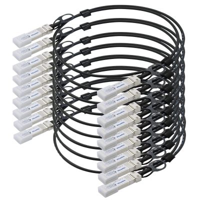 QSFPTEK 10pack 10G SFP+ DAC Cable, 1m (3ft) Passive Direct Attach Copper Twinax Cable for Cisco SFP-H10GB-CU1M, Ubiquiti, D-Link, Netgear, Mikrotik, Open Switch Devices