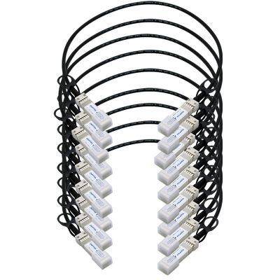QSFPTEK 10pack 0.3m (0.98ft) 10G SFP+ Twinax Cable, Direct Attach Copper(DAC) Passive Cable for Cisco SFP-H10GB-CU0.3M, Meraki, Ubiquiti, Mikrotik, Fortinet, Netgear, Supermicro