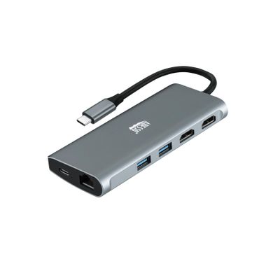Adesso USB C Docking Station Multiport Adapter Dongle Type C Hub 2 HDMI Support 8K, RJ45 Ethernet Port, 100W PD Charging, 3*USB, SD/TF Card Reader for MacBook Windows Laptop (TAA Compliant)