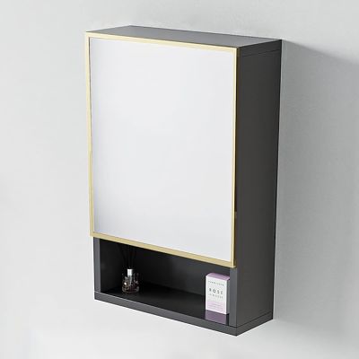 Bathroom Wall Cabinet with Mirror Door Wall Mount Medicine Cabinet Hanging Cabinet Wall Mirror Cabinet 15.7 * 23.5 INCH Aluminum Alloy Mirror Cabinet (Color : Black, Size : 15.7 * 23.5 inch)