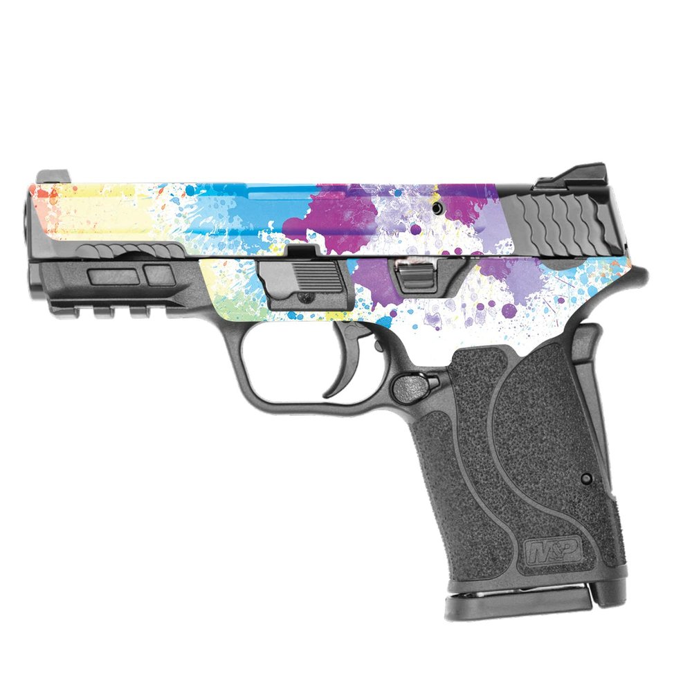 MightySkins Skin Compatible with Smith & Wesson M&P 9mm Shield EZ M2.0 - Splash of Color | Protective, Durable, and Unique Vinyl Decal wrap Cover | Easy to Apply | Made in The USA