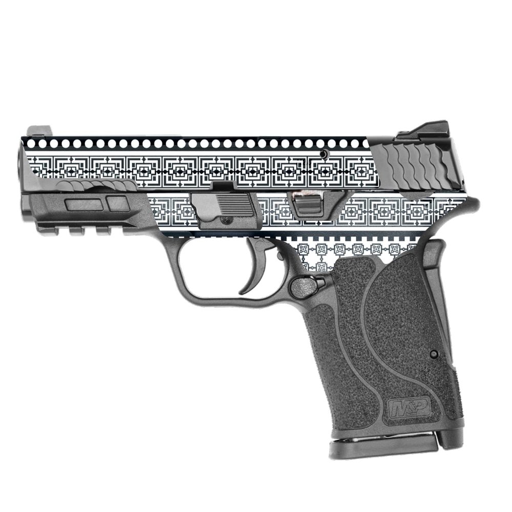 MightySkins Skin Compatible with Smith & Wesson M&P 9mm Shield EZ M2.0 - Black Aztec | Protective, Durable, and Unique Vinyl Decal wrap Cover | Easy to Apply | Made in The USA