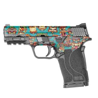 MightySkins Skin Compatible with Smith & Wesson M&P 9mm Shield EZ M2.0 - Crazy Tikis | Protective, Durable, and Unique Vinyl Decal wrap Cover | Easy to Apply | Made in The USA
