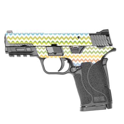 MightySkins Skin Compatible with Smith & Wesson M&P 9mm Shield EZ M2.0 - Rainbow Chevron | Protective, Durable, and Unique Vinyl Decal wrap Cover | Easy to Apply | Made in The USA