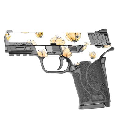 MightySkins Skin Compatible with Smith & Wesson M&P 9mm Shield EZ M2.0 - Yellow Poppy | Protective, Durable, and Unique Vinyl Decal wrap Cover | Easy to Apply | Made in The USA
