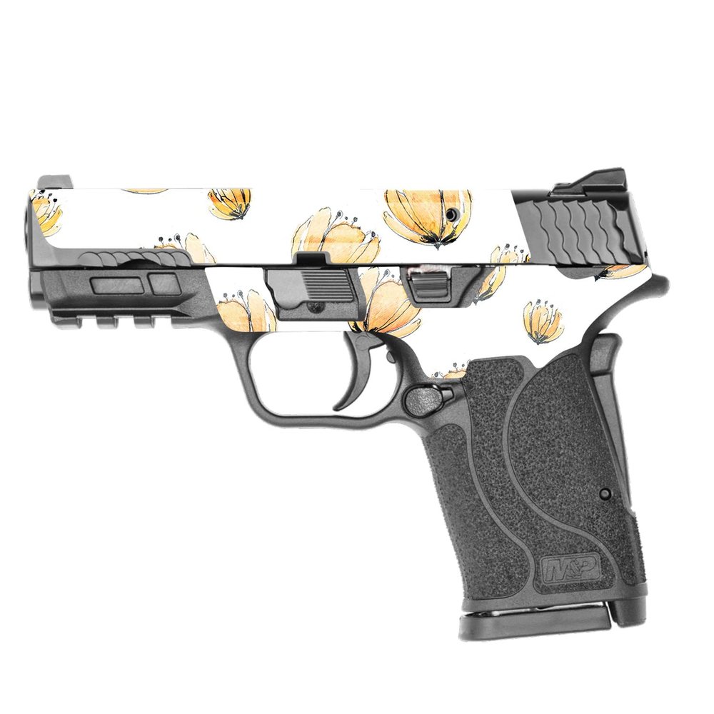 MightySkins Skin Compatible with Smith & Wesson M&P 9mm Shield EZ M2.0 - Yellow Poppy | Protective, Durable, and Unique Vinyl Decal wrap Cover | Easy to Apply | Made in The USA