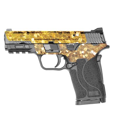 MightySkins Skin Compatible with Smith & Wesson M&P 9mm Shield EZ M2.0 - Gold Chips | Protective, Durable, and Unique Vinyl Decal wrap Cover | Easy to Apply | Made in The USA