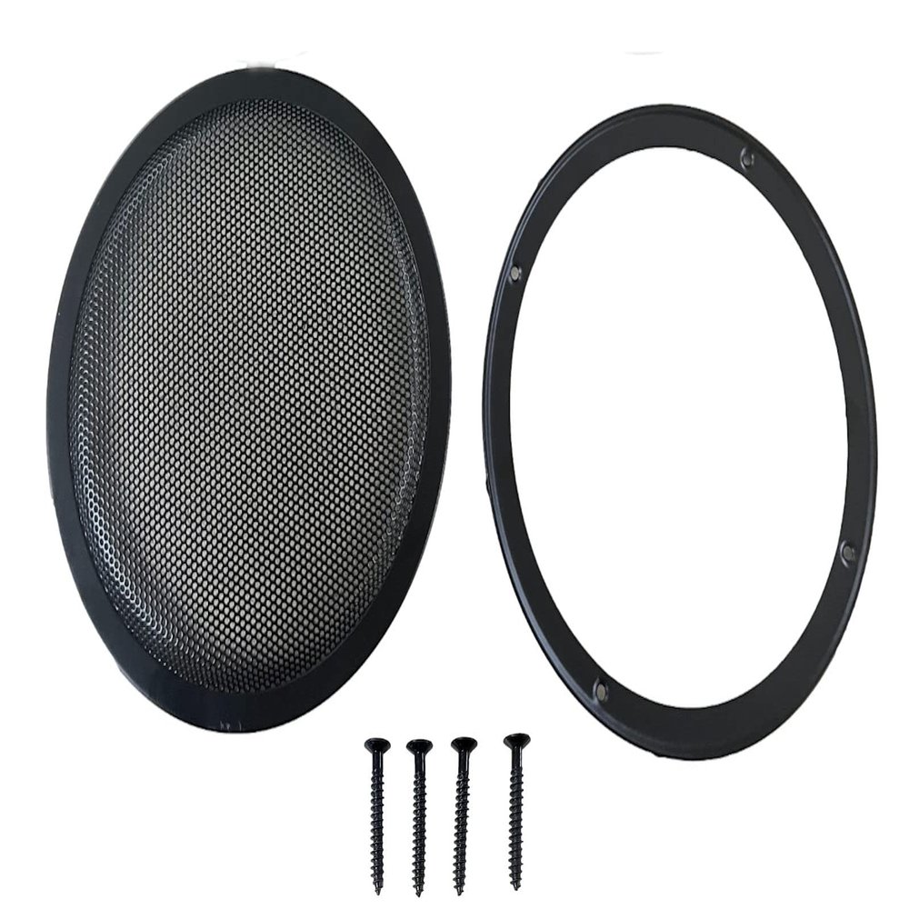 8-Inch 2-Piece Steel Mesh Speaker Grill - Black Heavy Duty w/Ring