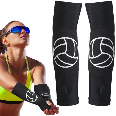 Minatee Volleyball Arm Sleeves Passing Hitting Forearm Sleeves with Protection Pads and Thumb Hole for Youth Girls Kids Women(1 Pair,10 Inch)