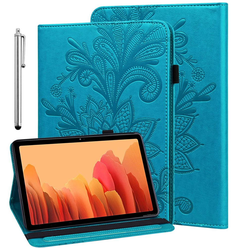 ALILANG Case for Samsung Galaxy Tab S8/S7 11 inch Case 2022/2020 (SM-X700/X706/T870/T875/T876B), Shockproof Flip Embossed with Card Solts Cover for Tablet Case Samsung Tab S8-Blue