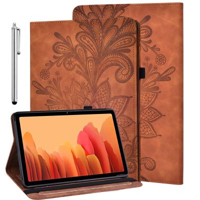 ALILANG Case for Lenovo Tab M10 Plus 10.3",Lenovo Tab M10 FHD Plus Case (2020 2nd Gen) TB-X606F / TB-X606X 10.3", Magnetic Closure Smart Embossed Cover with Card Solts for Tablet Case-Brown