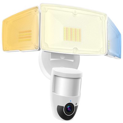JJC Security Floodlight Camera Outdoor, 1080P Smart Motion Sensor Outdoor Lights with Camera(4 Working Modes), Super Bright 4600 Lumen 110dB Siren IP65 Light, 2-Way Talk(Don't Support SD Card)