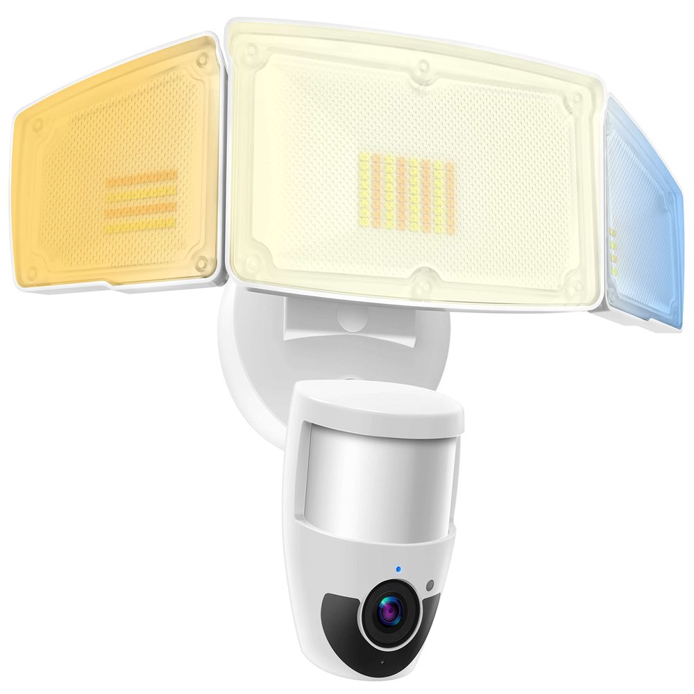 JJC Security Floodlight Camera Outdoor, 1080P Smart Motion Sensor Outdoor Lights with Camera(4 Working Modes), Super Bright 4600 Lumen 110dB Siren IP65 Light, 2-Way Talk(Don't Support SD Card)