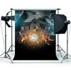 10x20ft Halloween Big Moon Castle Photography Backdrops RIP. Old Castle Fire Spider Web Fabric Background for Night view 1