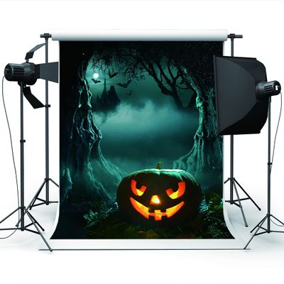 10x20ft Old Tree Hole Scary Pumpkin Light Backdrops for Photography Halloween Castle Bats Photo Background for Party