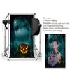 10x20ft Old Tree Hole Scary Pumpkin Light Backdrops for Photography Halloween Castle Bats Photo Background for Party view 4