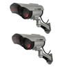Yuarisx Solar Powered Dummy Fake Security Camera Bullet CCTV Surveillance with Simulated LED Realistic Red Flashing Light and Security Warning Sticker Decal Indoor Outdoor, 2 Pack view 1