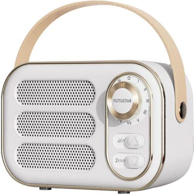 Retro Bluetooth Speaker, Vintage Portable Wireless Bluetooth Speakers with Loud Volume Support TF Card U Disk AUX Input Old Style for Kitchen Bedroom Home Office Outdoor (White)