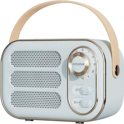 Retro Bluetooth Speaker, Vintage Portable Wireless Bluetooth Speakers with Loud Volume Support TF Card U Disk AUX Input Old Style for Kitchen Bedroom Home Office Outdoor (Blue)