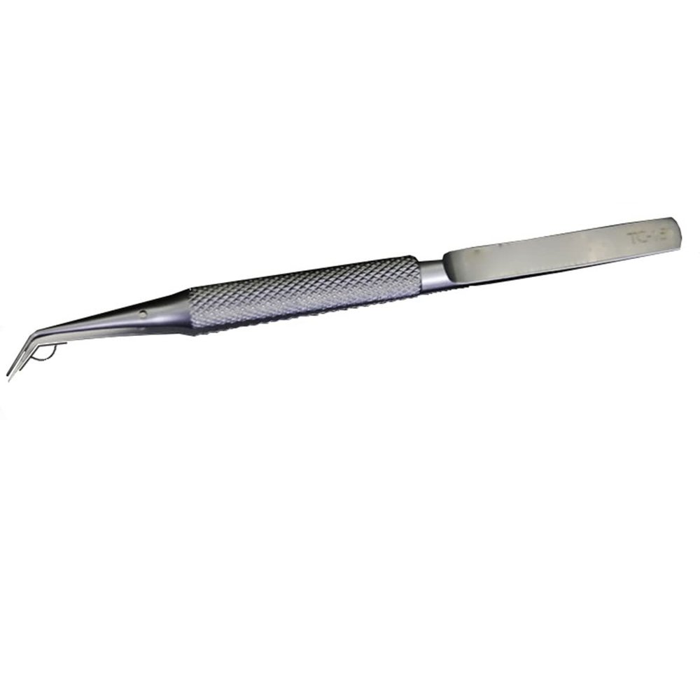Microscope Kit Titanium Alloy Microscope Fly-line Curved Straight Tweezers Microscope Lens Adapters (Tweezer Tip Type : TC-15)