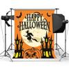 10x10ft Pumpkin Happy Halloween Castle Bats Photography Backdrop Fabric Cartoon Castle Background for Children view 1