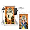 10x10ft Pumpkin Happy Halloween Castle Bats Photography Backdrop Fabric Cartoon Castle Background for Children view 4