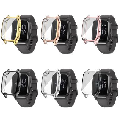 Compatible with Garmin Venu Sq Waterproof Protective Case Soft TPU Plated All Around Scratch-Proof Screen Protector Cover for Garmin Venu Sq GPS Smartwatch (6Pack)