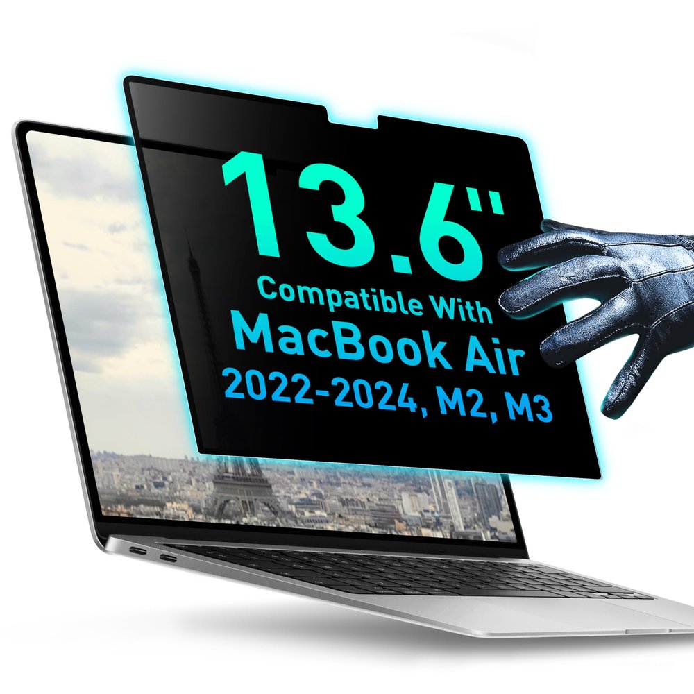 Magnetic Privacy Screen Compatible with MacBook Air 13.6" 2022, 2023, 2024, M2, M3 Anti-Blue Light Laptop Screen Protector Filter Blue Light Blocking Filter