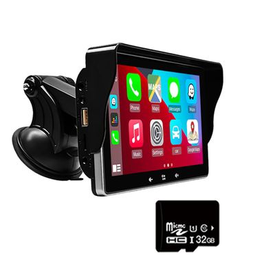 Eaglerich Wireless Carplayer & Android Auto 7" IPS Touchscreen Car Radio Receiver with Mirror Link,Built-in reversing Camera,BT,FM Universal Windshield Mounted+32GB SD Card