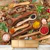 wall26 Removable Wall Sticker/Wall Mural Rustic Wooden Spoon Herb & Spice Flavor Variety Food & Kitchen Culinary & Cooking Photography Realism Decorative for Living Room, Bedroom, Office - 66"x96" view 3
