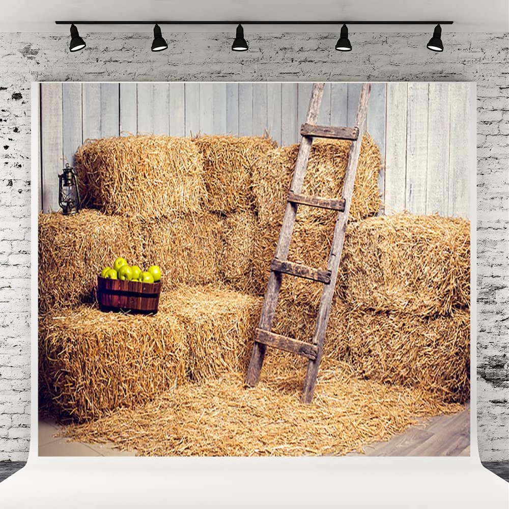 10x10ft Autumn Backdrop Grain Pile Straw Pile Halloween Photography Background Harvest Season Fall Baby Children Photo Backdrops Pictures