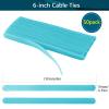 50PCS Reusable Cable Ties AdjustableFastening Microfiber Cloth Used for Computer Link Cable Cord Management USB Cable Cable Ties (light blue) view 2