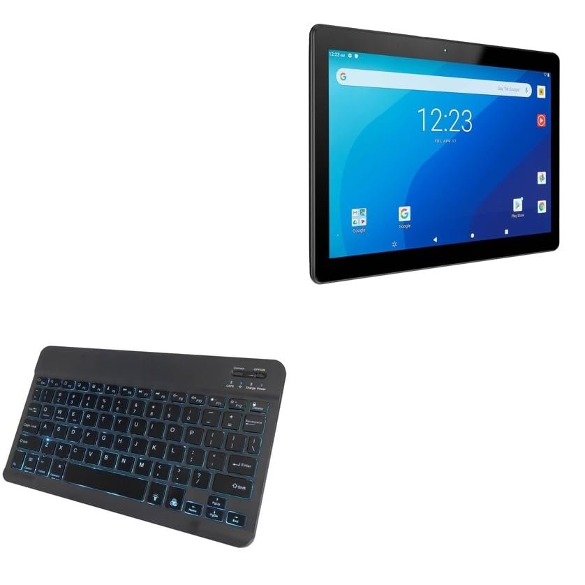 BoxWave Keyboard Compatible with Gateway 10.1in Android Tablet - SlimKeys Bluetooth Keyboard - with Backlight, Portable Slim LED 7 Colors - Jet Black