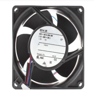 3214 JH 24VDC 0.38A 9W 92X92X38mm 6800RPM 2-Wire Cooling Fan 3214JH