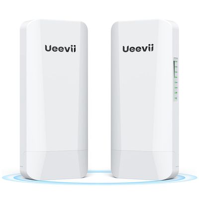 Wireless Bridge Point to Point Outdoor: Ueevii 5.8GHz Dual 100Mbps WiFi Bridge, 2KM Range CPE for Network Extend, PoE Adapter, IP65 Weatherproof, CPE453 for Starlink Garage Barn Shop