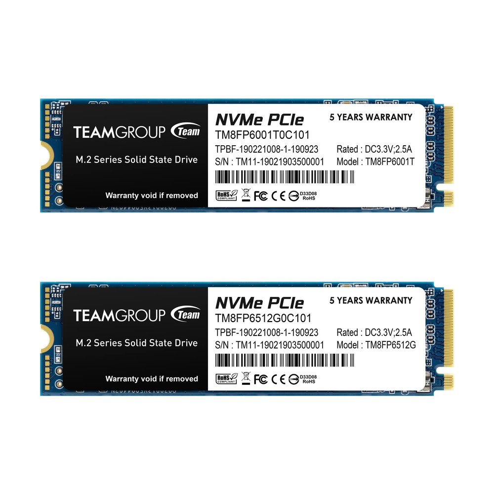 TEAMGROUP MP33 512GB 2 Pack SLC Cache 3D NAND TLC NVMe 1.3 PCIe Gen3x4 M.2 2280 Internal Solid State Drive SSD (Read/Write 1,700/1,400 MB/s) Compatible with Laptop & PC Desktop TM8FP6512G0C1P1