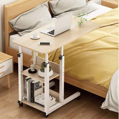 Portable Mobile Bedside Table,Medical Rolling Bedside Table,Sofa Bedside Table with Wheels Laptop Desk with Storage Rack for Reading Study (Color : C)