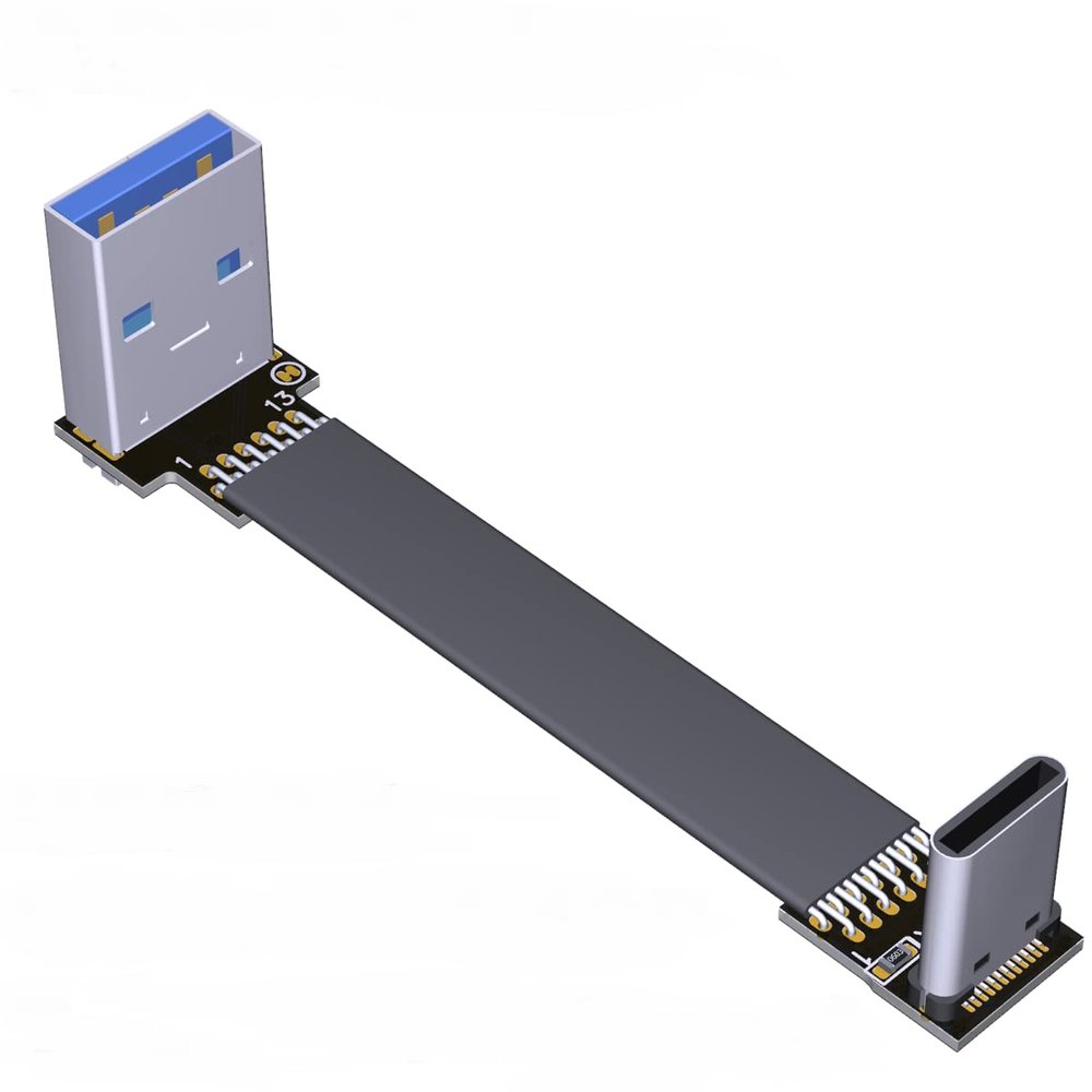 QJJ USB 3.1 Type-C Male to Type-A Male Flat Cable (30cm, T2A-S3B)