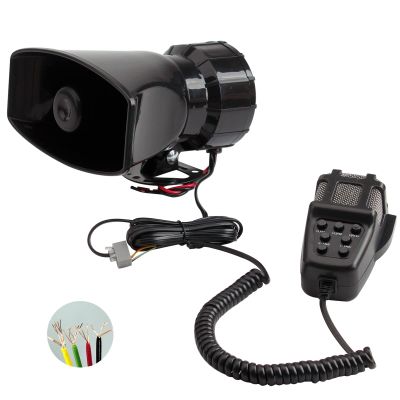Alarm Horn Siren PA Speaker Mic System, BANHAO 100w 12v 7 Sound Loud Car Alarm Police Car Siren Speaker System Emergency Amplifier Kit for 12V Truck Lorry Boat Vehicle