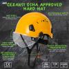 AOLAMEGS Construction Yellow Hard Hats - ANSI Z89.1 Class C Approved Adjustable Vented Hard Hat with Clear Visor for Men Women 6-Point Suspension ABS Safety Helmet for Outdoor Height Work view 2